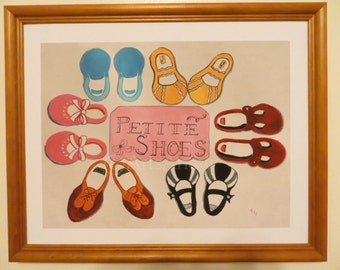 Shoes Childrens Room Art  Kids Wall Decor Nursery Girls Paintings