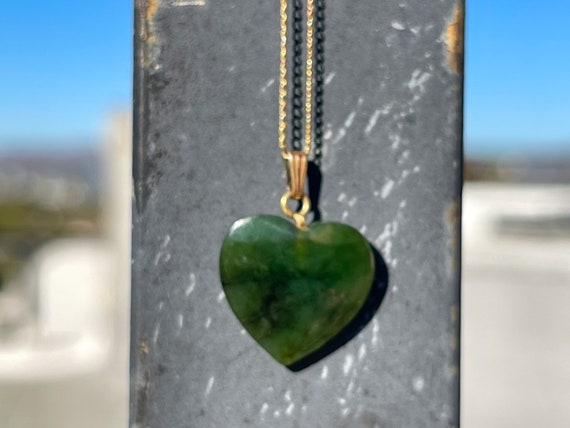 14kGF Nephrite Heart Necklace