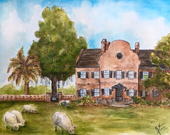 Middleton Place, Charleston SC - Original Watercolor Print on 8.5x11” Cardstock