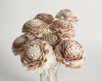 10 naturliga träfärgade Mums Sola Flower doftspridare 2,5" för hemdoft från Plawanature…