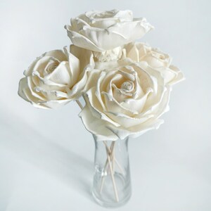 5 Rosa Wedding Bell Rose 3" Sola Flower Reed Diffuser for Home Fragrance Oil by Plawanature…