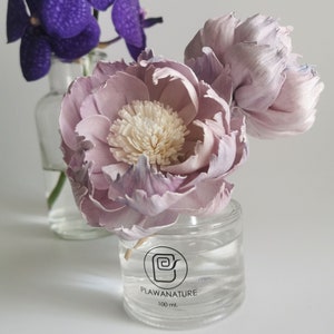 2 Violet Peony Lotus Sola Flower 9cm with Cotton Wick Diffuser for Home Fragrance. image 4