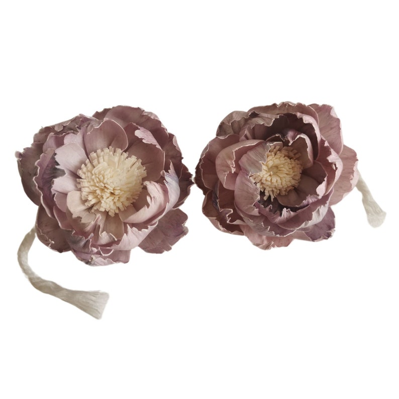 2 Violet Peony Lotus Sola Flower 9cm with Cotton Wick Diffuser for Home Fragrance. image 2