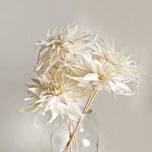 5 Dahlia White Perfection Sola Flower Reed Diffuser 3&quot; for Home Fragrance by Plawanature.