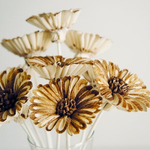 10 Velvet Queen Sunflower Design 2 Inch Sola Wood Flower with Reed Diffuser for Home Fragrance Aroma Oil by Plawanature…