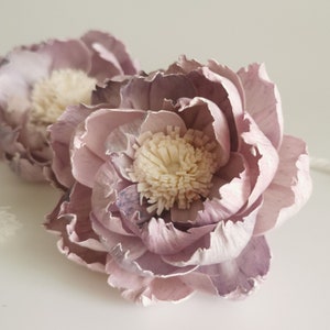 2 Violet Peony Lotus Sola Flower 9cm with Cotton Wick Diffuser for Home Fragrance. image 1