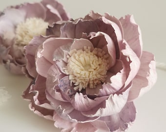 2 Violet Peony Lotus Sola Flower 9cm with Cotton Wick Diffuser for Home Fragrance.