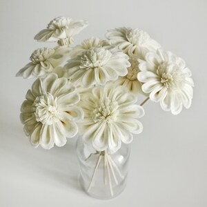 10 Lovely White Sunflower 2&quot; Sola Flower Reed Diffuser for Home Fragance by Plawanature