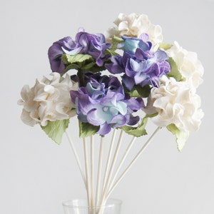 6 Fiore di carta di gelso con ortensia viola bianca per fragranza per la casa di Plawanature