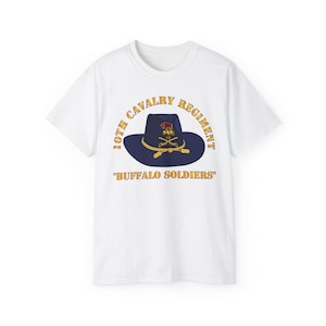 Unisex Ultra Cotton Tee - Army - 10th Cavalry Regiment w Cav Hat - Buffalo Soldiers