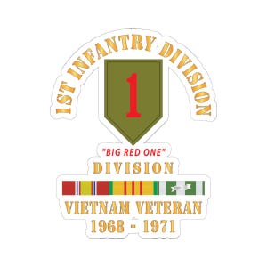 Pegatinas troqueladas - Ejército - SSI - 1.ª División de Infantería - Big Red One - Veterano de Vietnam con insignia de VN SVC 1968-1971 x 300