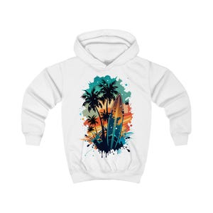 Kids Hoodie -  Vibrant Sunset Palm Tree
