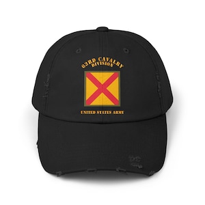 Boné Unissex Envelhecido - Exército - SSI - 63ª Divisão de Cavalaria - Exército dos EUA
