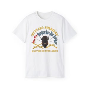 Unisex Ultra Cotton Tee - Army - Buffalo Soldiers - Infantry - Cavalry Guidons w Buffalo Head - US Army