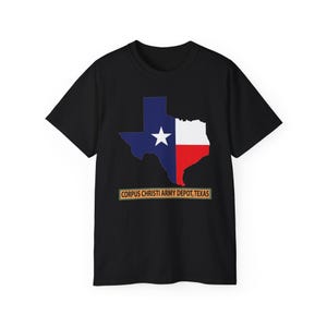 Unisex Ultra Cotton Tee - Texas Map Overprint with Texas State Flag - Corpus Christi Army Depot, Texas