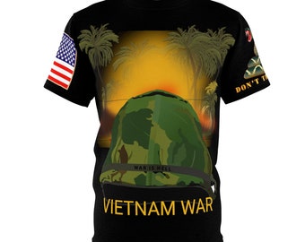 Unisex AOP - Vietnam War Helmet - War is Hell! Don't Tread on Me