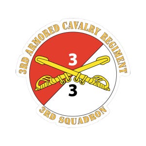 Kiss-Cut Stickers - Army - 3rd Squadron - 3rd Armored Cavalry Regiment with Text
