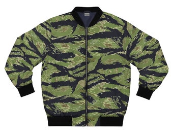 Men&#39;s AOP Bomber Jacket - Vietnam Military Tiger Stripe Jungle Camouflage