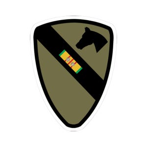 キスカットステッカー - 陸軍 - 第1騎兵師団 - SSI - 鎮圧された第1騎兵師団SSI（キャンペーンスター2個付き） - 小×300