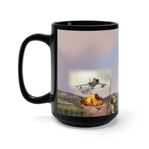 Black Mug 15oz - Death from Above - Vietnam Veteran with Vietnam Service Ribbons