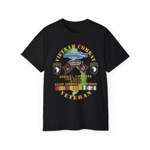 Unisex Ultra Cotton Tee - Army - Vietnam Combat Vet - L Co 75th Infantry (Ranger) - 101st Airborne Div SSI