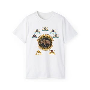 Camiseta unissex de algodão ultraleve - Exército - Soldados Buffalo - Infantaria - Regimentos de Cavalaria - Todos os DUIs