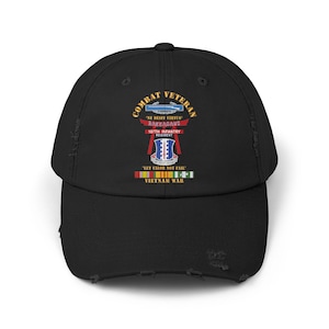 Unisex Distressed Cap - Army - Combat Veteran - 187th Infantry Regiment - Torii, Rakkasans, English, Latin w CIB w VN SVC