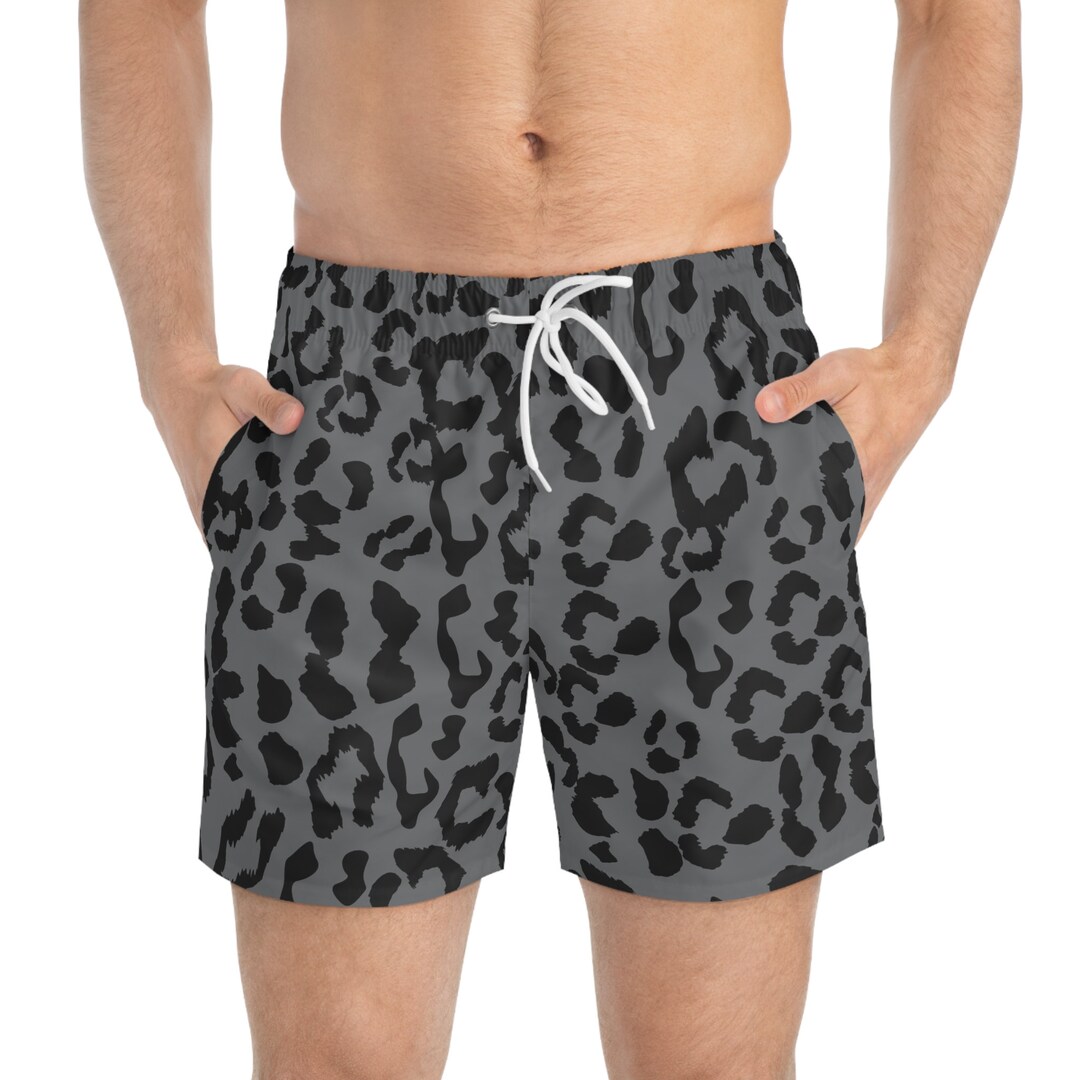 Swim Trunks - Leopard Camouflage - Battleship Color - Etsy