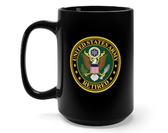 Taza negra de 15 oz - Ejército - Retirado del Ejército de EE. UU.
