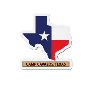 Gestanzte Magnete - Texas Landkarte mit Aufdruck mit Bundesstaat Flagge - Camp Cavazos,Texas X 300