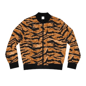 Women&#39;s Bomber Jacket (AOP) - Vietnam Tiger Stripe Orange X 300