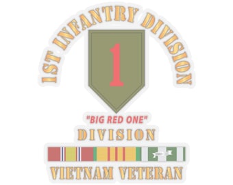 Kiss-Cut Stickers - SSI - 1st Infantry Division - Big Red One - Vietnam Veteran w VN SVC Bar X 300
