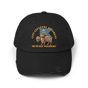 Distressed Cap - Army - 41st Infantry Regiment - Buffalo Soldiers w 41st Inf Guidon