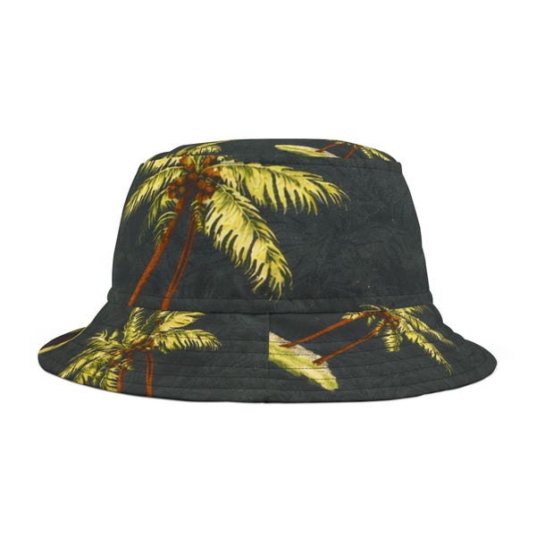 Palm Tree Surf Bucket Hat - Tropical Summer AOP