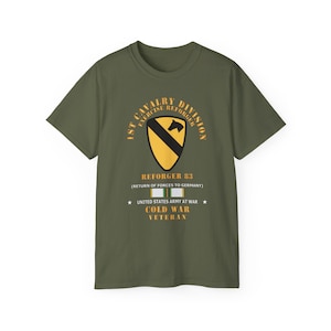 Unisex Ultra Cotton Tee - Army - 1st Cavalry Division - SSI -reforger 83 - cold war Veteran w SVC