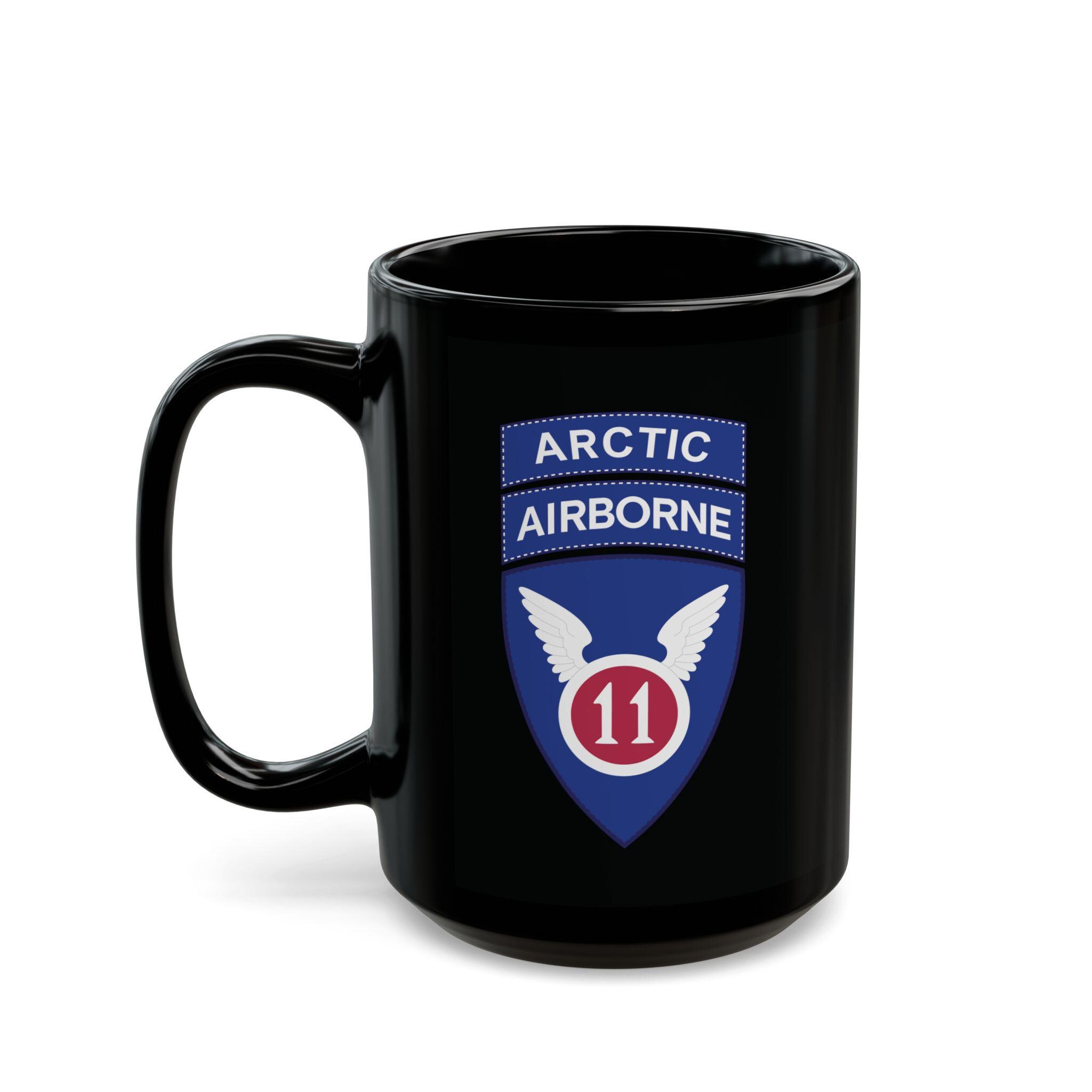 Black Mug (11oz, 15oz) - 11th Airborne Division - SSI w Arctic Tab wo Txt X 300