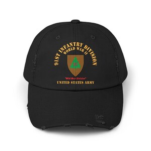 Boné unissex desgastado - Exército - SSI - 91ª Divisão de Infantaria - Segunda Guerra Mundial - Divisão do Velho Oeste - Exército dos EUA