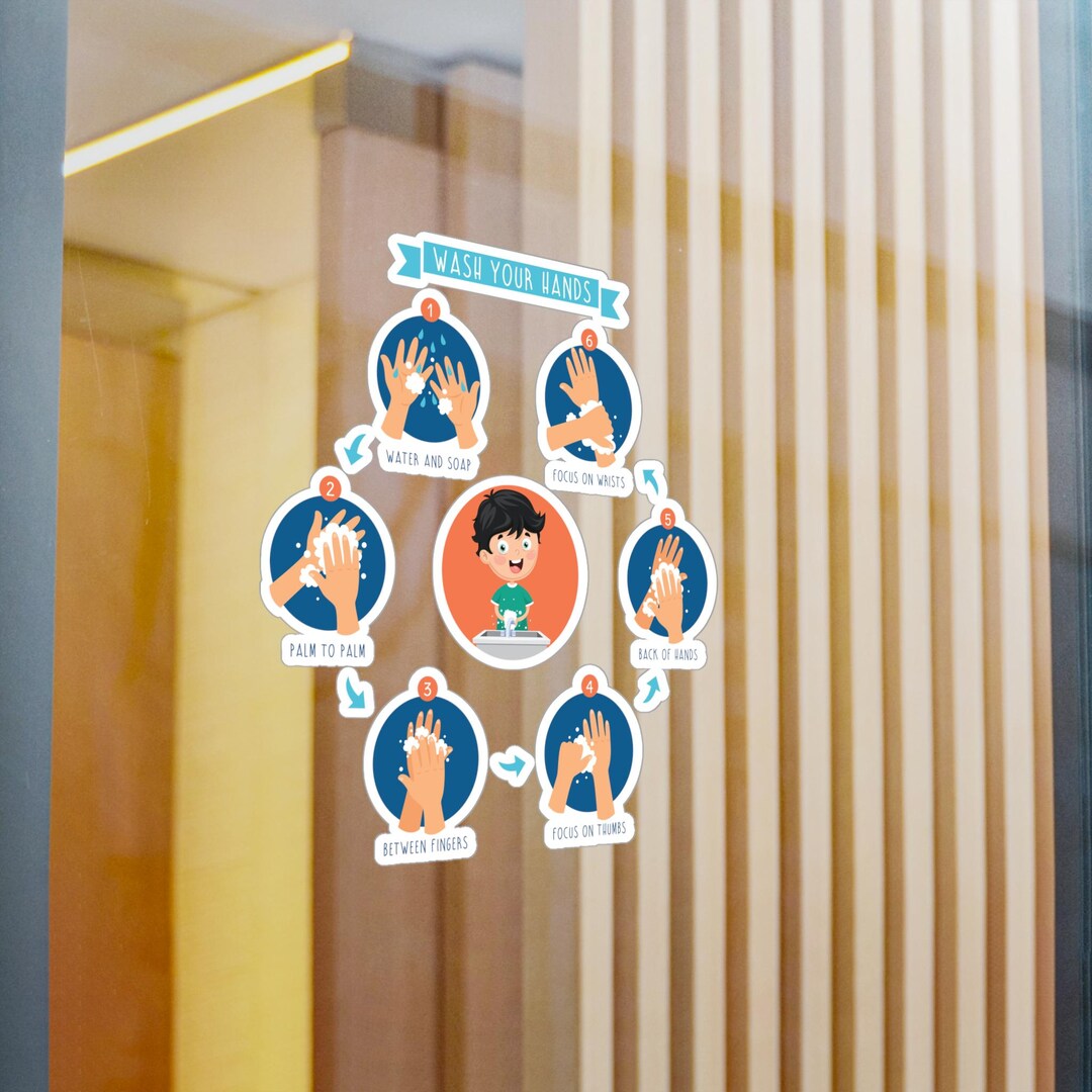Kiss-cut Vinyl Decals for Handwashing Reminder | Fun Wash Your Hands