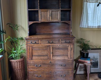 Small Antique Arts and Crafts Oak Dresser