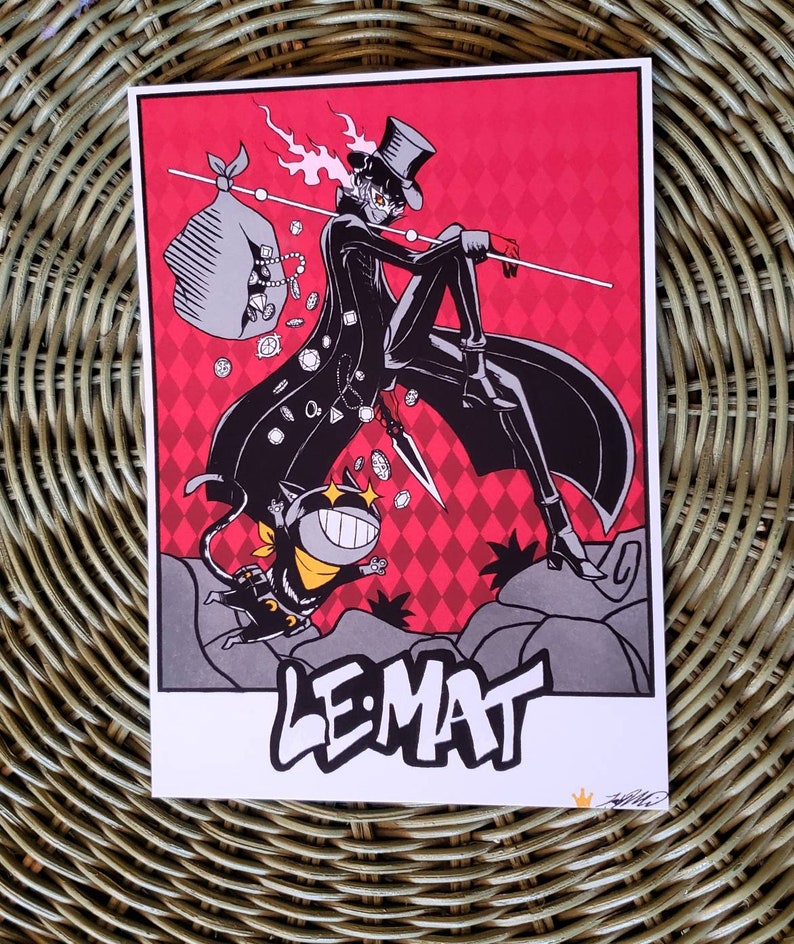 Joker Persona 5 Tarot Card Style 5x7 print Le mat Akira
