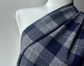 Hand woven cashmere scarf Unique handwoven shawl Bespoke navy and pearl grey geometric design wrap Great special gift idea for anniversary