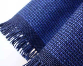 Silk and cashmere scarf Hand woven scarf Navy and royal blue shawl wrap Handmade unique accessory for Him or Her Made in Australia