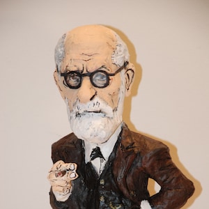 Sigmund Freud Art, Handmade figurine, Freud sculpture