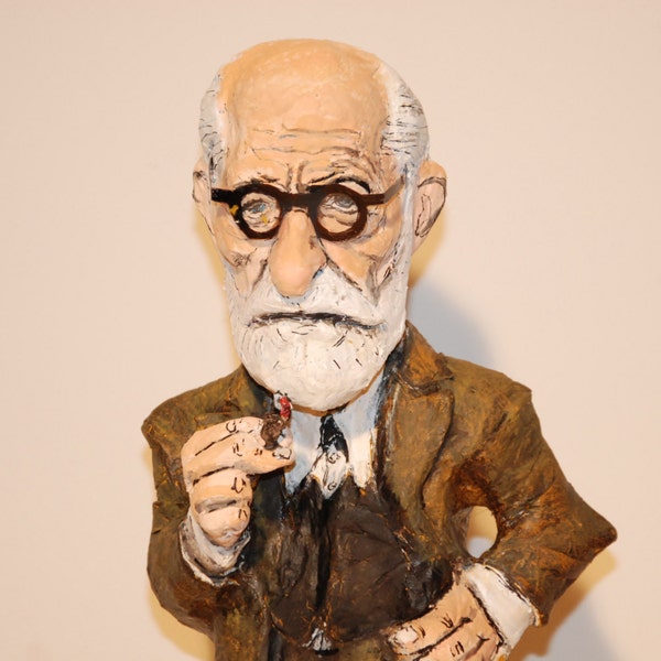 Sigmund Freud Sculpture, Handmade figure, gift for psychiatrist and psycologist