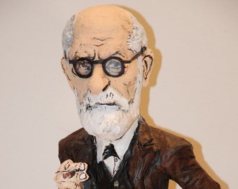 Sigmund Freud Art, Handmade figurine, Freud sculpture