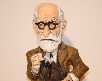 Sigmund Freud Sculpture, Handmade figure, gift for psychiatrist and psycologist
