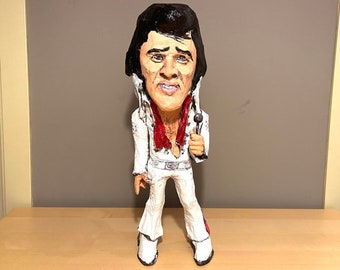 Elvis Presley figure, Handmade figurine, King of Rock and Roll, Elvis sculpture, Music lover
