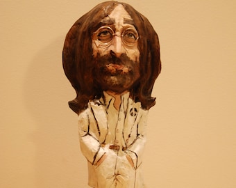 John Lennon sculpture, The Beatles art, Handmade sculpture