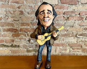 Joan Manuel Serrat paper mache sculpture, Musician Serrat, Gift for Serrat fans, Artist Serrat, Songwriter Serrat