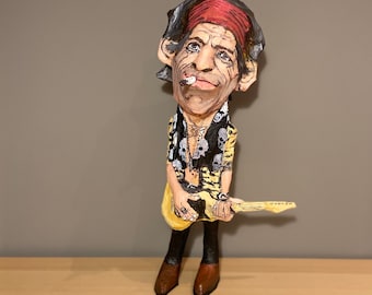 Unique Keith Richards Inspired Paper Mache Decor - Rolling Stones Fan Art  | Handmade and One-of-a-Kind